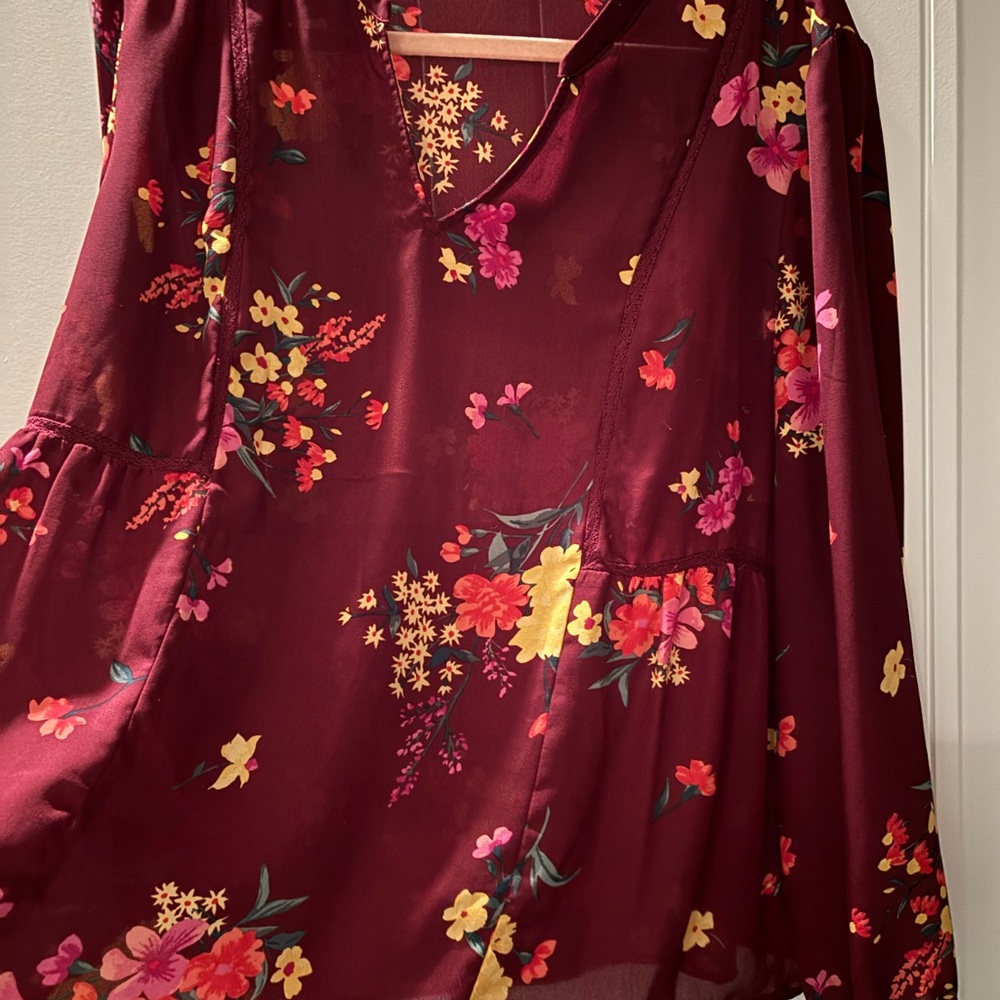 Old Navy Burgundy Floral Blouse